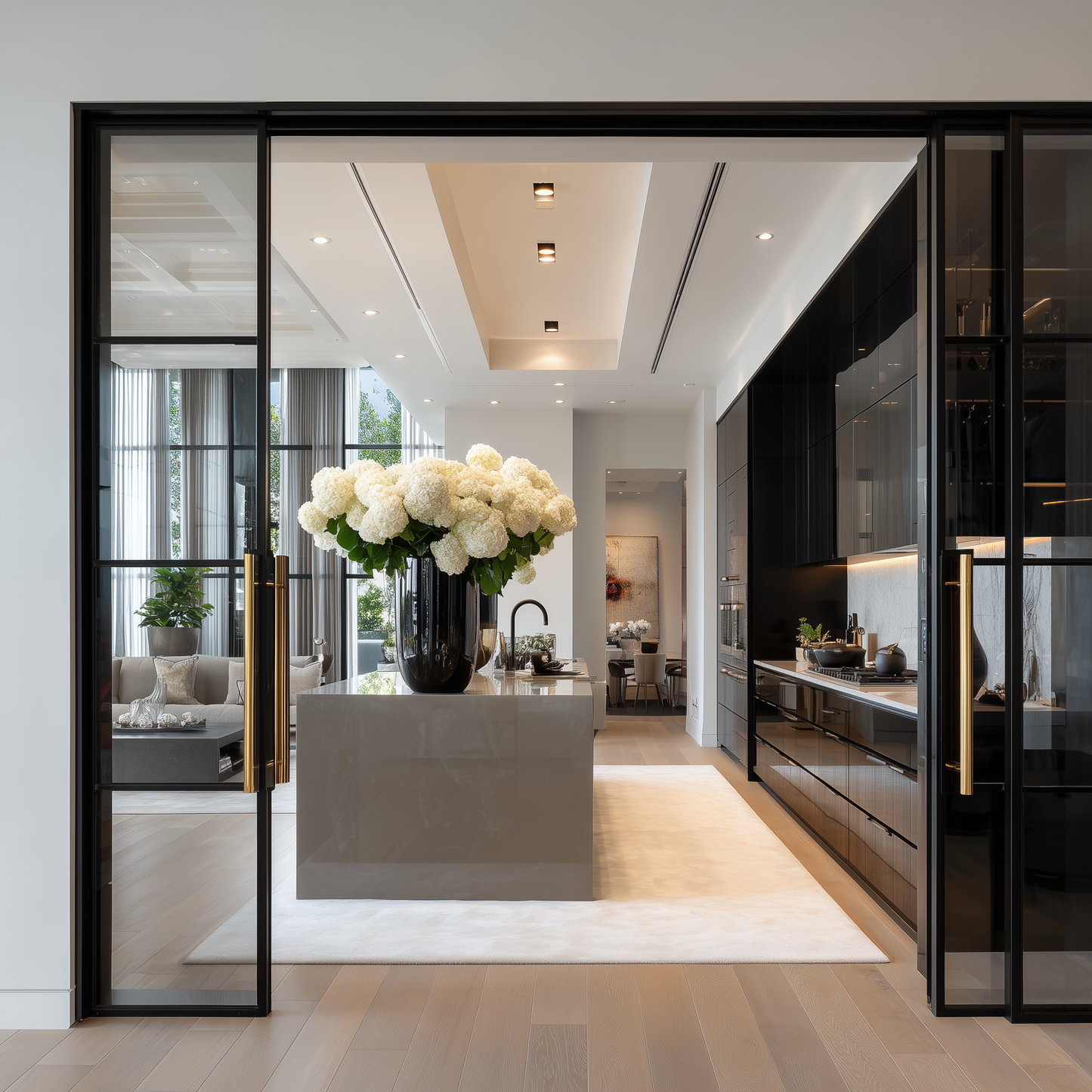 Professional Room Description – Luxury Kitchen with Open Living Area (Digital Download)